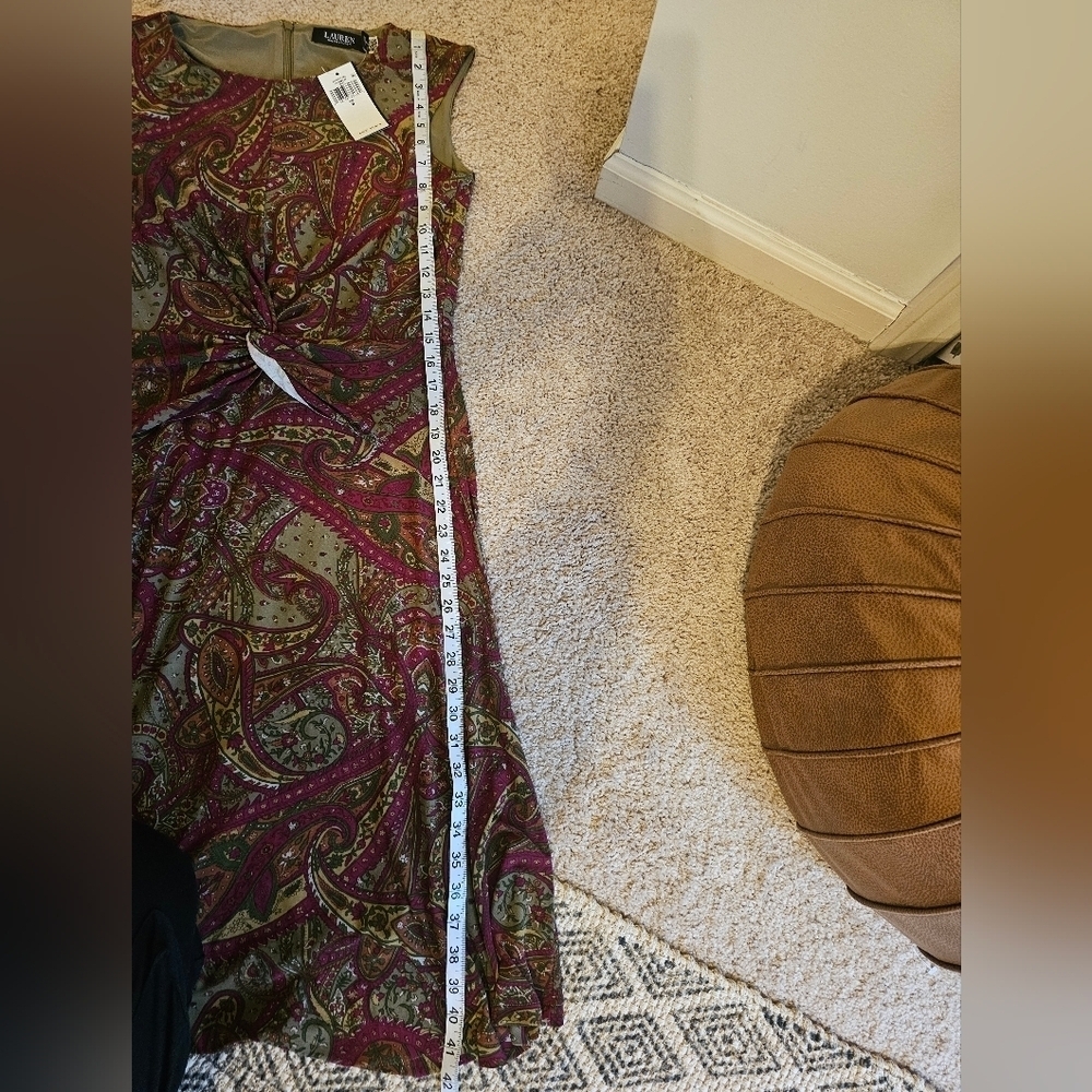 Lauren Ralph Lauren NWT Black Label Paisley Twist-Front Jersey Dress Size 6 - Picture 7 of 7